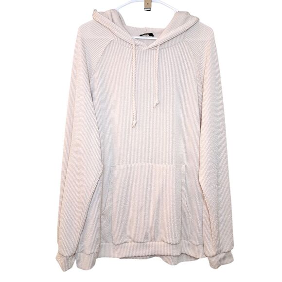 HEIMISH USA Tops - Heimish USA Women Ribbed Hoodie Long Sleeve Soft Size L Cream Color